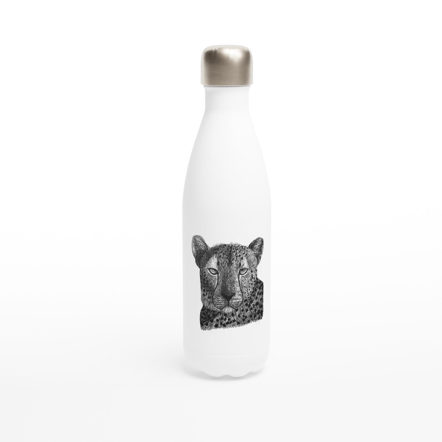 Cheetah White 17oz Stainless Steel Water Bottle