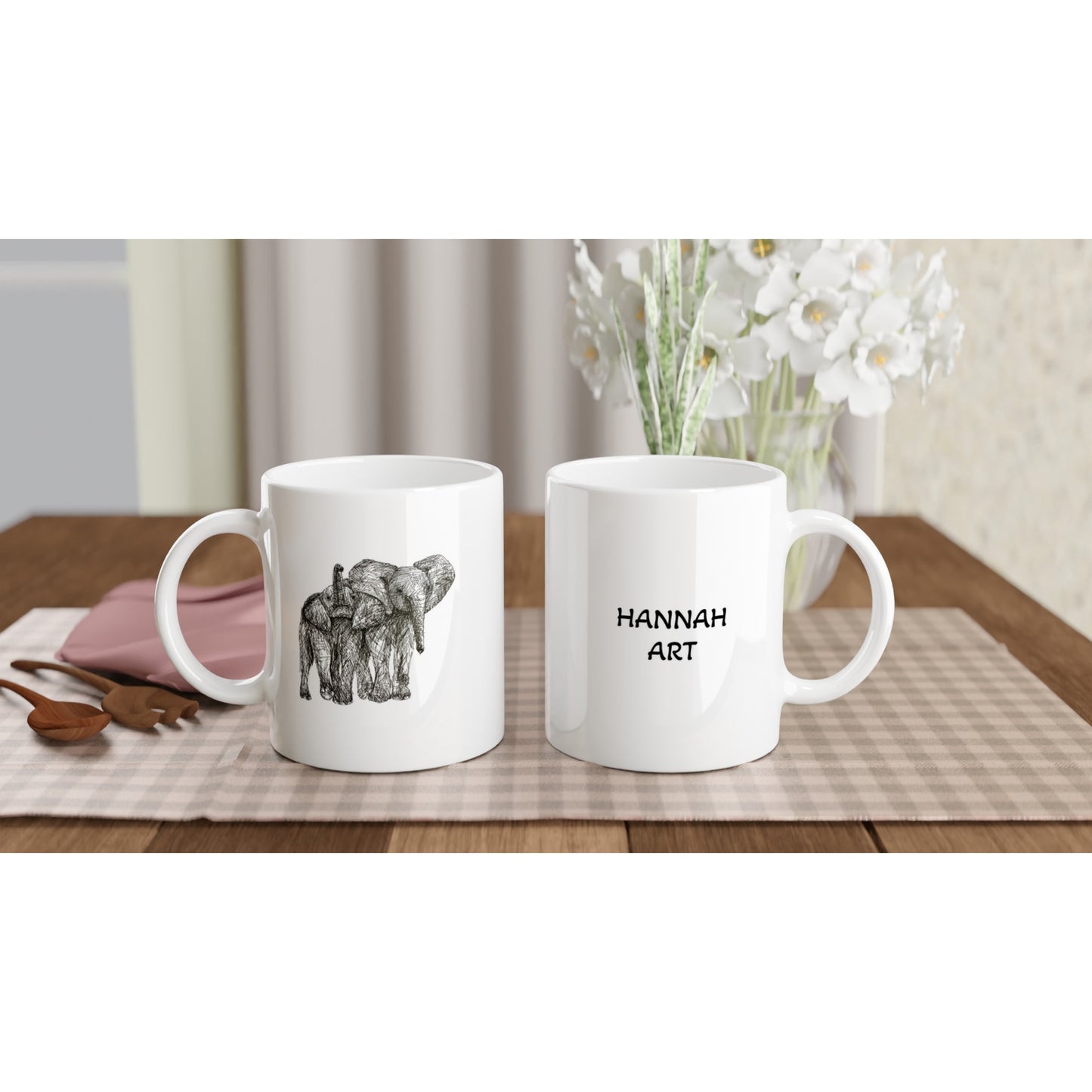 Elephant White 11oz Ceramic Mug
