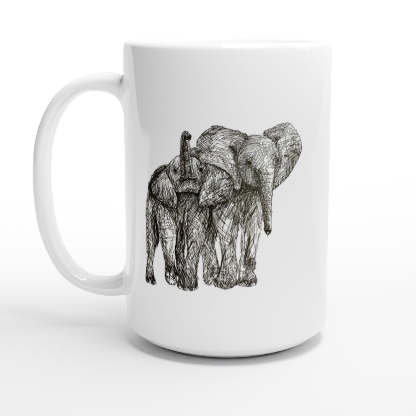 Elephant White 15oz Ceramic Mug