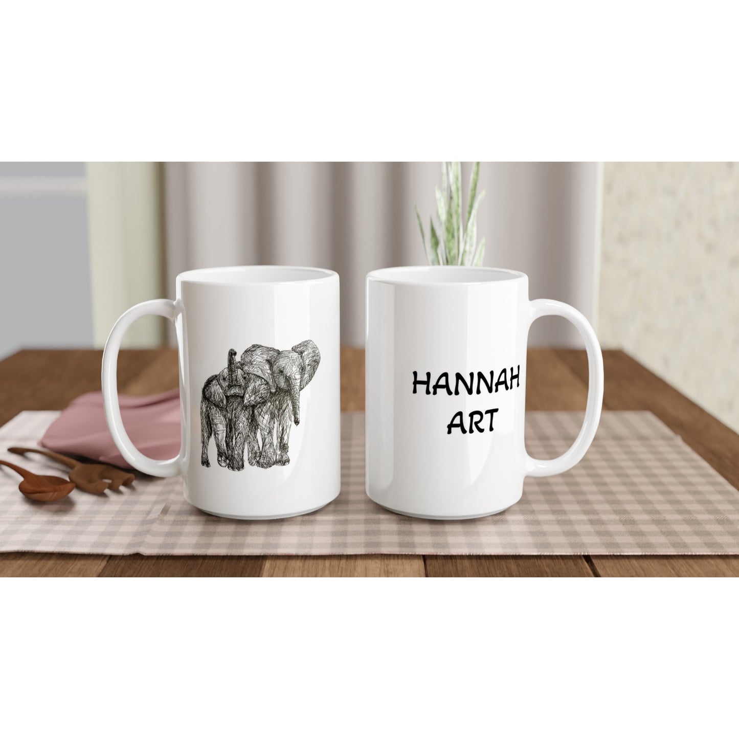 Elephant White 15oz Ceramic Mug
