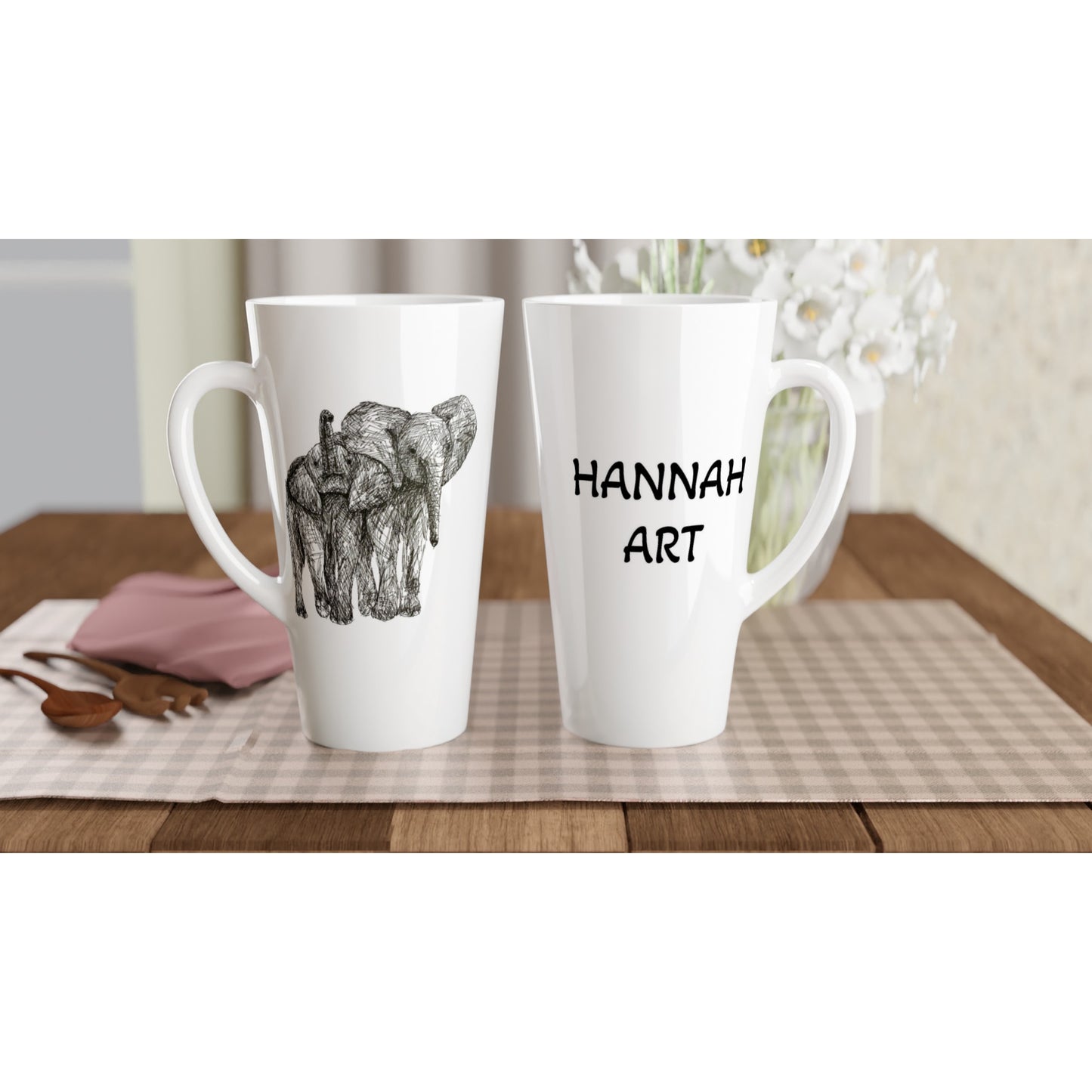 Elephant White Latte 17oz Ceramic Mug