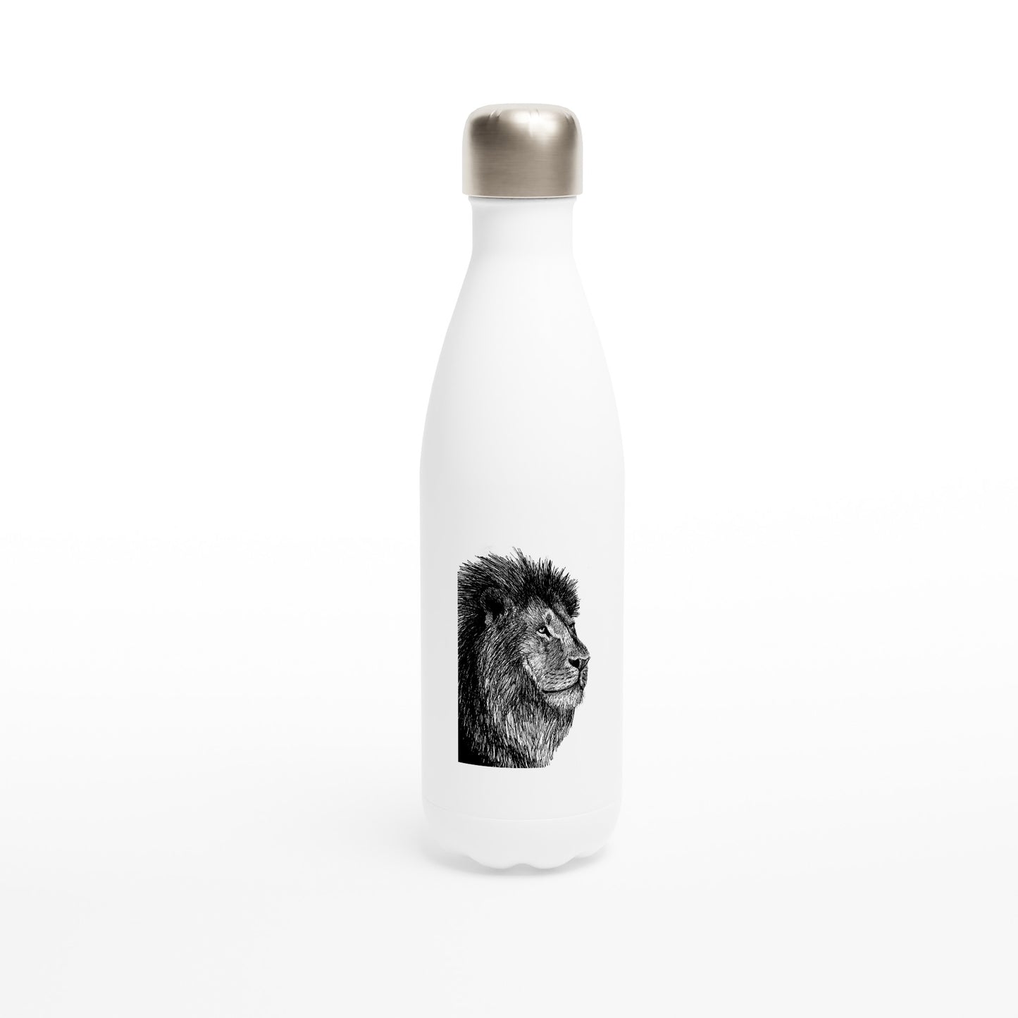 Lion White 17oz Stainless Steel Water Bottle