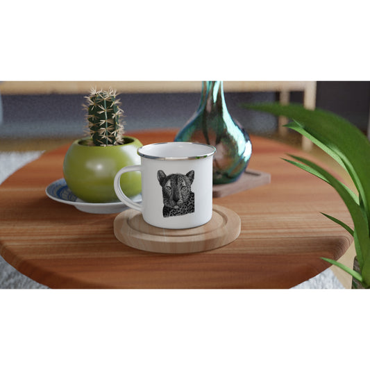  Cheetah White 12oz Enamel Mug