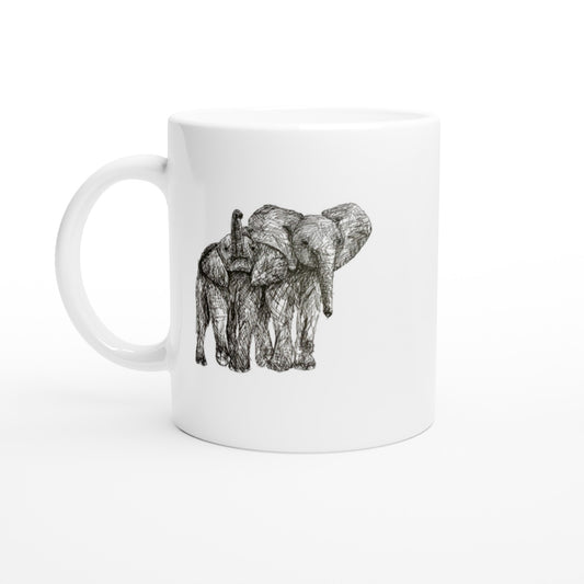 Elephant White 11oz Ceramic Mug