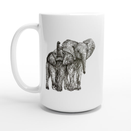 Elephant White 15oz Ceramic Mug