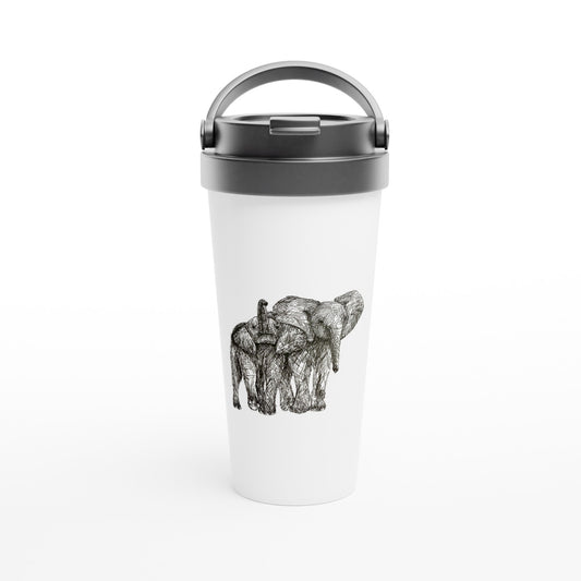 Elephant White 15oz Stainless Steel Travel Mug