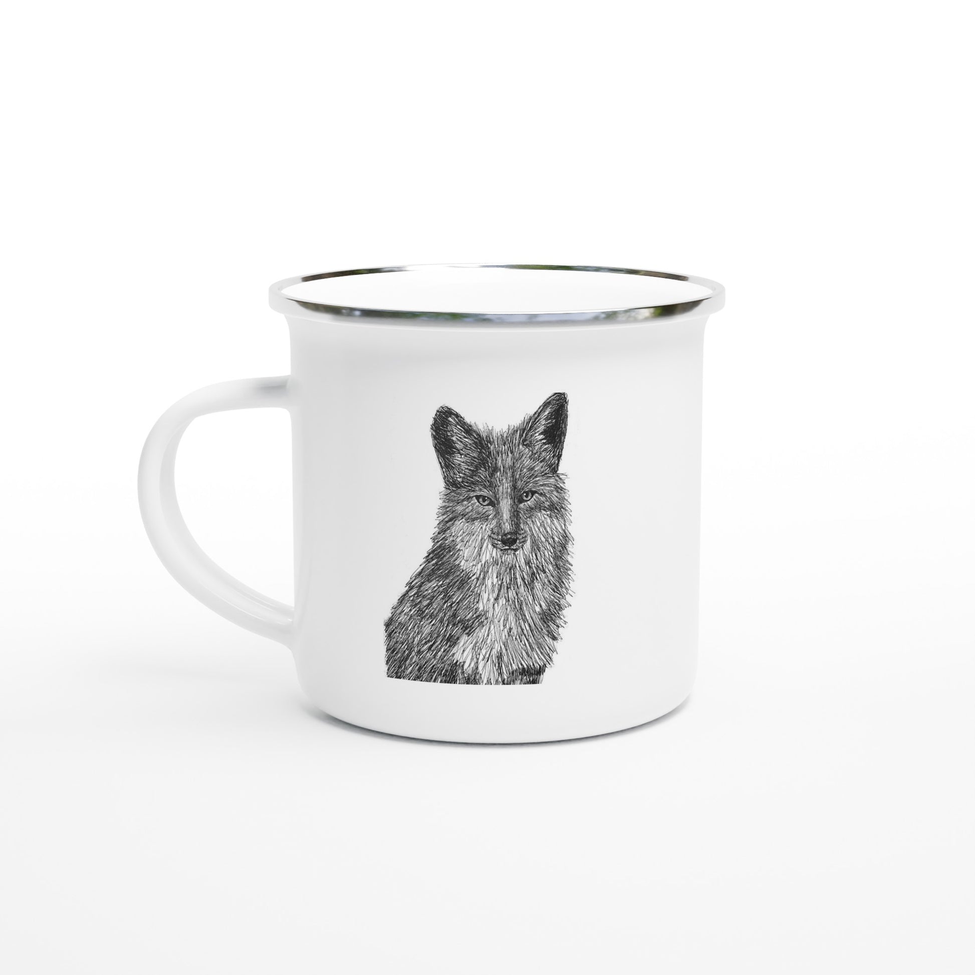 Fox White 12oz Enamel Mug