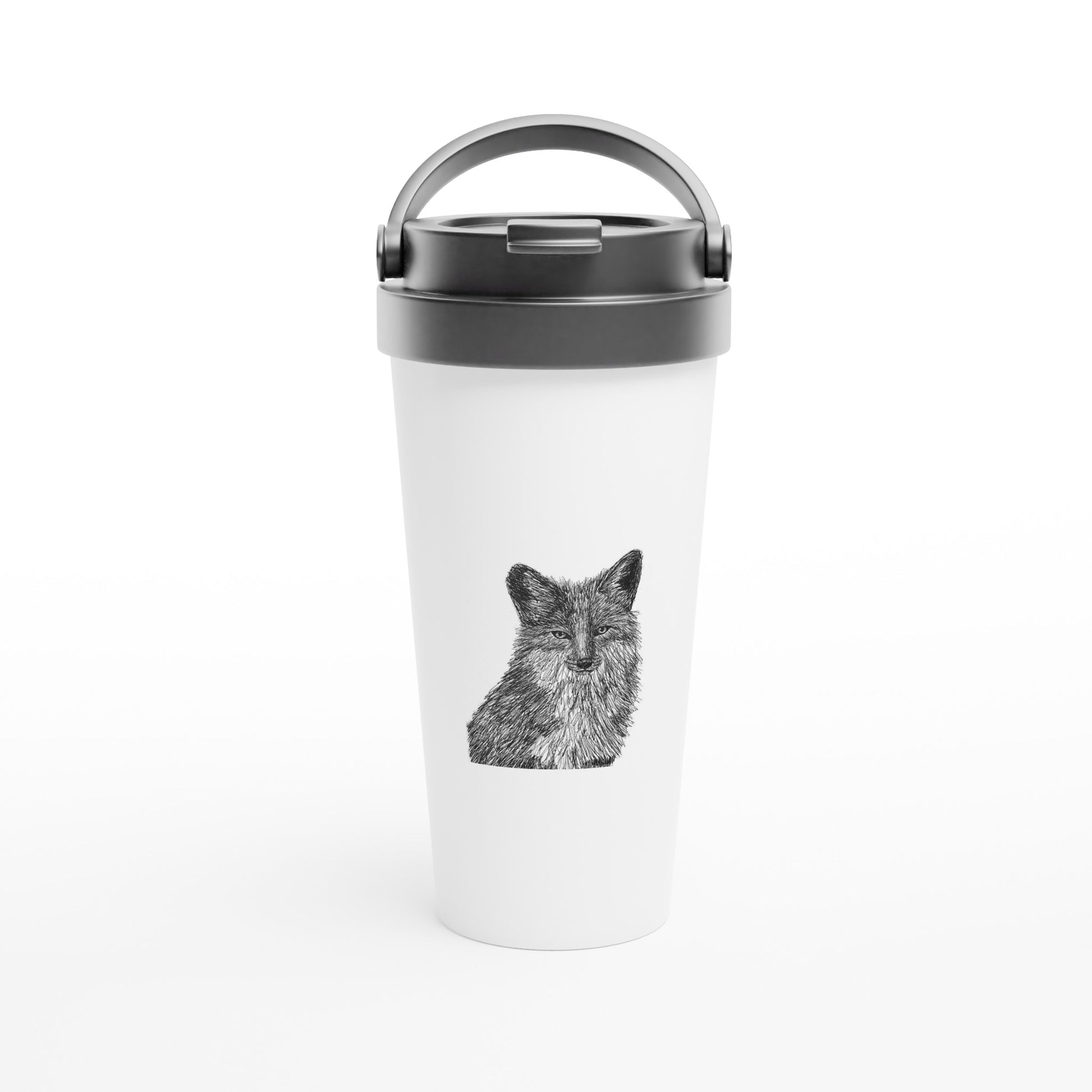 Fox White 15oz Stainless Steel Travel Mug