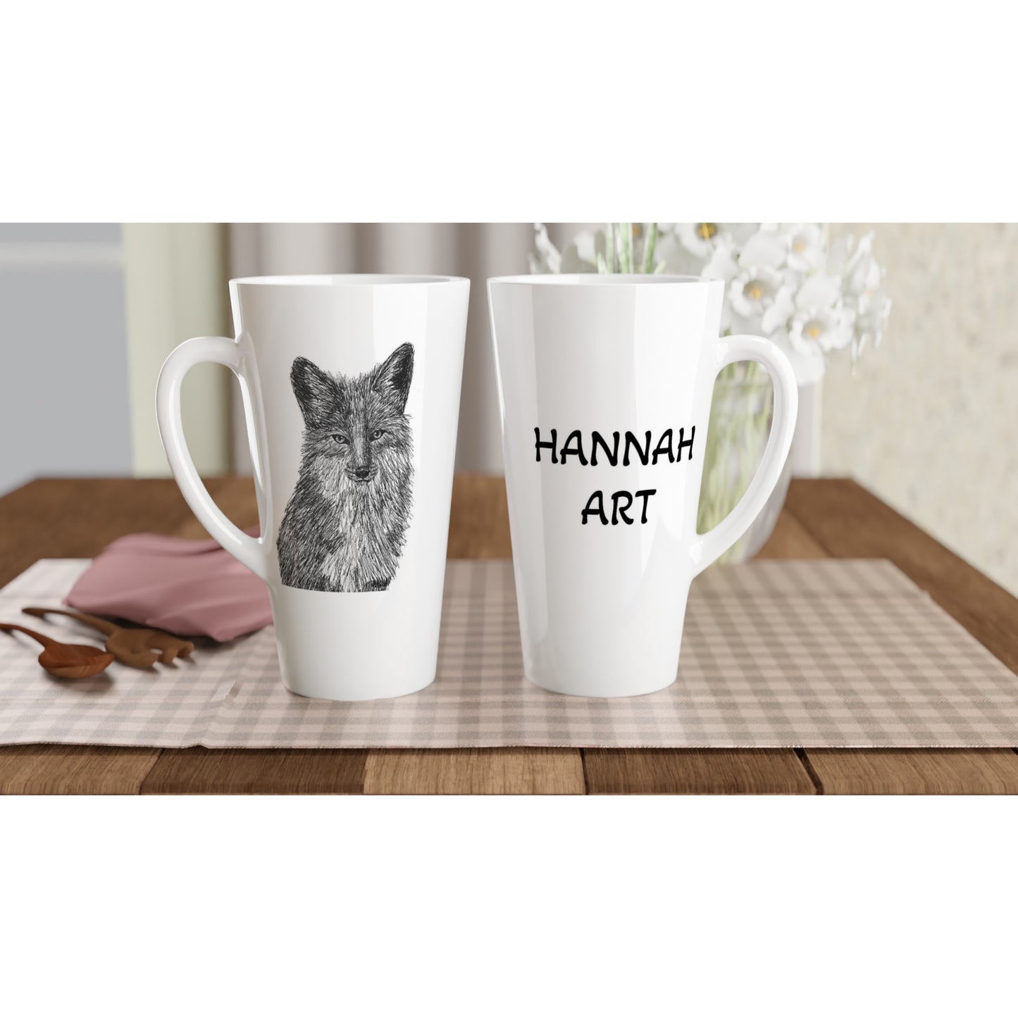 Fox White Latte 17oz Ceramic Mug