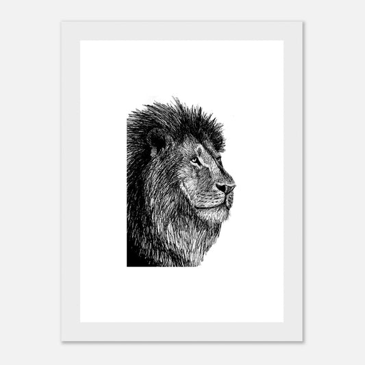 Lion Classic Matte Paper Wooden Framed Poster