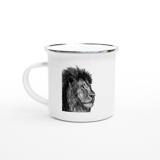 Lion White 12oz Enamel Mug