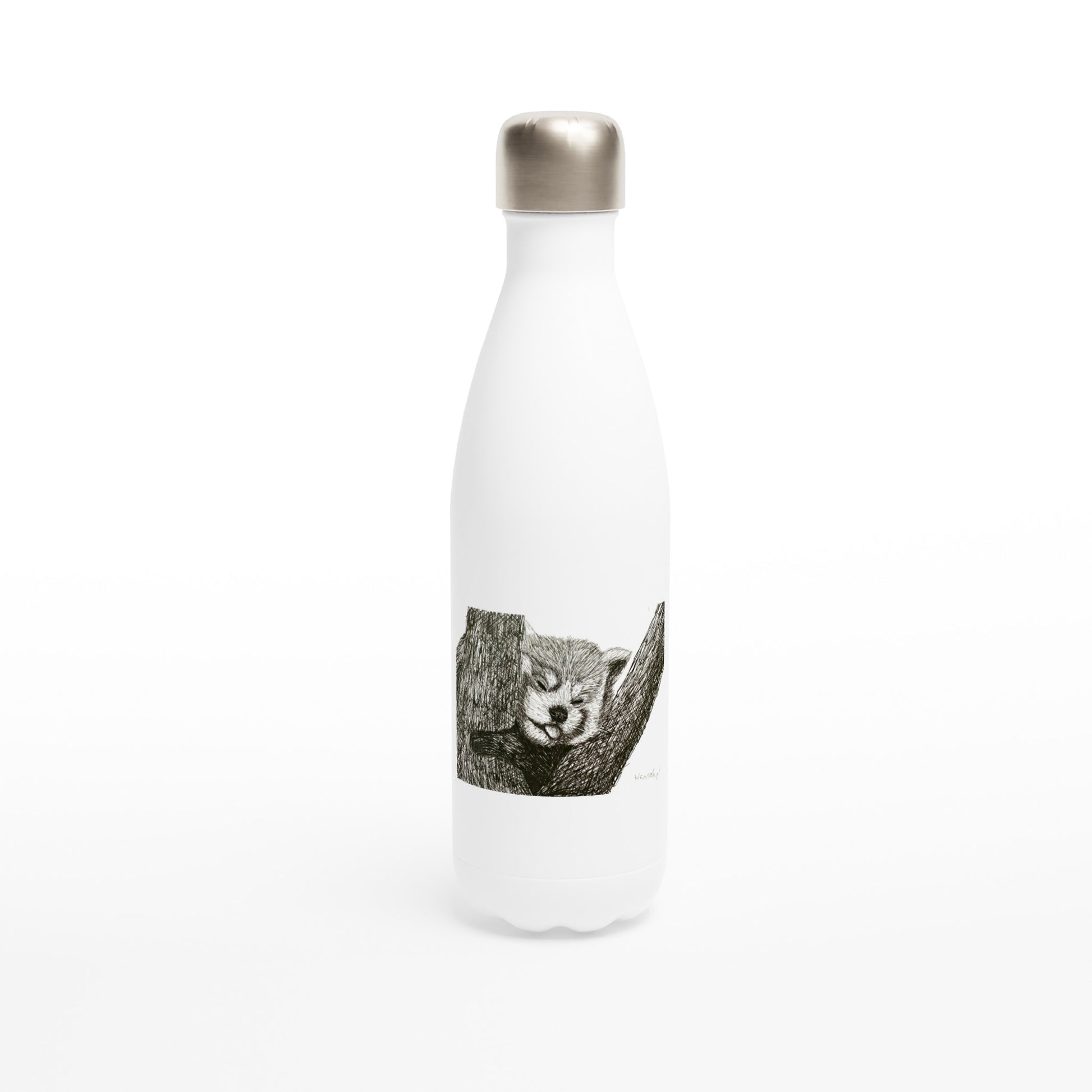 Red Panda White 17oz Stainless Steel Water Bottle