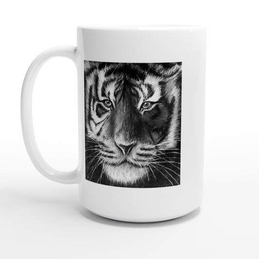 Tiger White 15oz Ceramic Mug