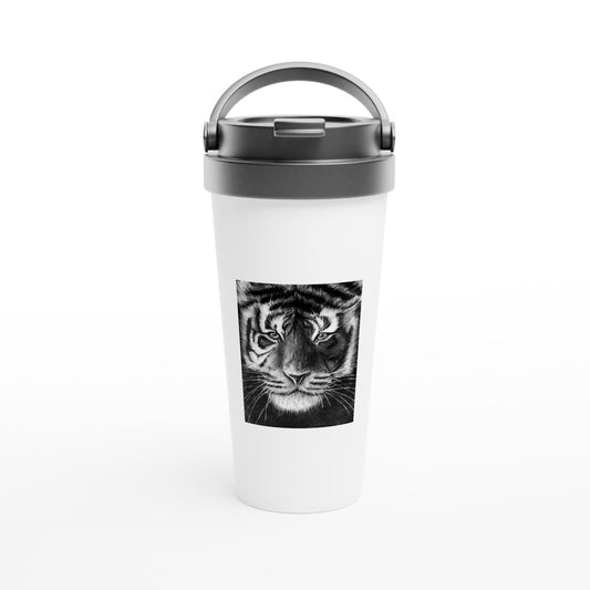 Tiger White 15oz Stainless Steel Travel Mug